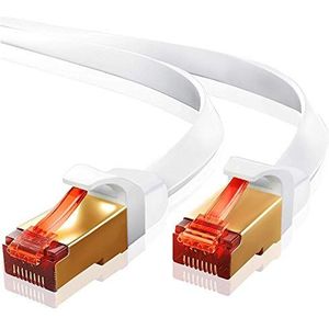 Uitgebreide CAT 7 Gigabit Ethernet LAN-kabel (RJ45), vergulde contacten, 10 Gbit/s, 600 MHz, 10/100/1000 Mbit/s, patchkabel, STP, compatibel met CAT5/Cat.5e/Cat.6, switch/router/modem/patchpaneel, 5 m IBRA plat