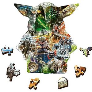 Trefl - Houten contourpuzzel: Star Wars The Mandalorian, Mysterious Grog - 500+5 stukjes, Wood Craft, 70 figuren, premium puzzel voor volwassenen en kinderen vanaf 12 jaar