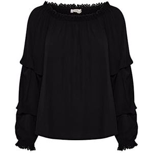 Cream Dames blouse top lace details losse A-vormige lange mouwen dames, Zwart