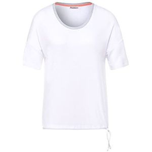 Street One T-shirt van gevlamd garen voor dames, Wit