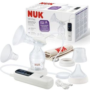 NUK Soft & Easy Eenvoudige elektrische borstkolf, met accu en zachte opzetstukken, met NUK Perfect Match fles 150 ml, 1 stuk