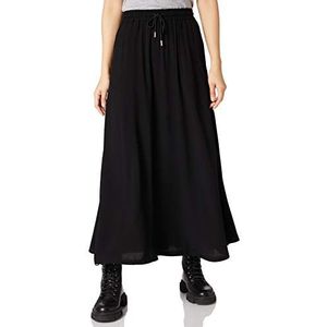 Urban Classics dames viscose midirok, zwart.