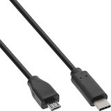 USB Micro B naar USB-C snellaadkabel - USB2.0 - tot 3A / zwart - 0,50 meter