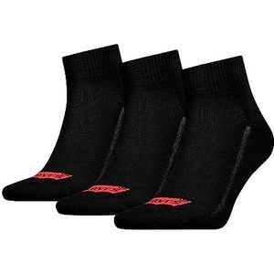 Levi's Gerecycled katoen quarter sokken unisex (3 stuks), zwart.