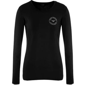 Emporio Armani Emporio Armani Dames T-shirt met lange mouwen en logo Essential Studs T-shirt voor dames (1 stuk), zwart.