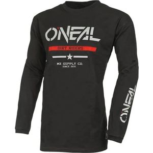 O'NEAL Motocross shirt met lange mouwen | kinderen | MX MTB | 100% katoen ergonomische snit slim fit voor perfecte pasvorm | Element Youth Cotton Jersey Squadron V.22 | Zwart Grijs | L