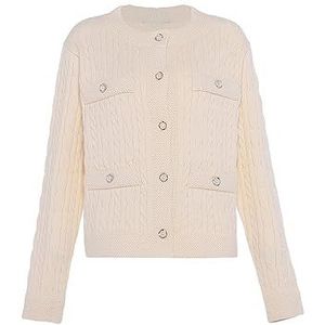 faina Femmes Doux WindTwist Cardigan Acrylique Blanc Laine Taille M/L Sweatshirt, M, Blanc, M