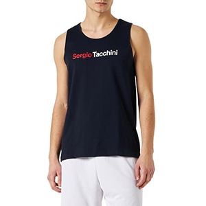Sergio Tacchini T-Shirt Homme, Bleu marine/rouge tango, XXL