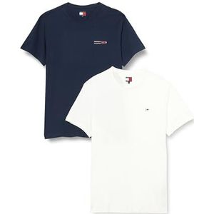 Tommy Jeans TJM Slim T-shirt voor heren, set van 2, meerkleurig, maat 3XL, meerkleurig (ecru/donkermarine), 3XL grote maat, Veelkleurig (ecru/donkermarine), 3XL grote maat
