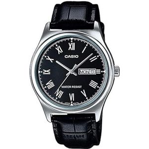 Casio Heren analoog kwarts horloge met lederen band MTP-V006L-1B, zwart, klassiek, zwart., Klassiek