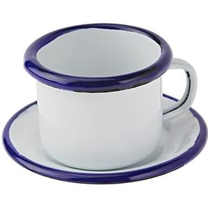 IBILI 903000 beker met bord, roestvrij staal, wit/blauw, 5 cm