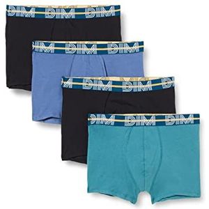 Dim Boxershorts voor heren, powerful katoen, stretch, 4 stuks, Hyacint Blauw/Virid Groen/Zwart/Zwart