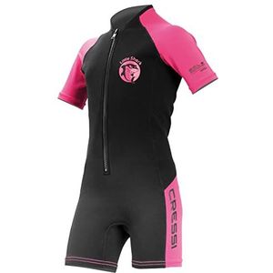 Cressi Little Shark Shorty Wetsuit duikpak voor kinderen, uniseks, zwart/roze, 5/6 jaar