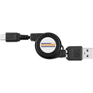 mumbi USB 2.0 kabel oprolbaar type A naar micro B stekker 90 graden