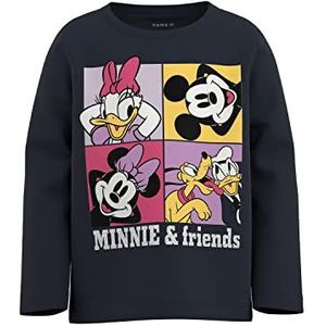 NAME IT Nmfjujun Minnie Ls Top Noos Wdi T-shirt met lange mouwen voor meisjes, Dark Sapphire