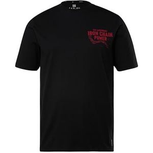 JP 1880 DK, T-shirt, ronde hals, bedrukte rug, 1/2 T-shirt voor heren, zwart.