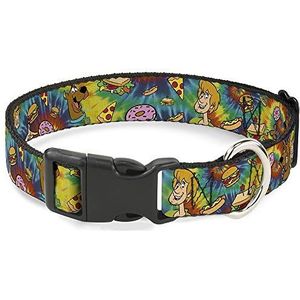 Collier en plastique pour chien Scooby Doo et Shaggy Poses Munchies Tie Dye Multicolore 28 à 43 cm 2,5 cm de large