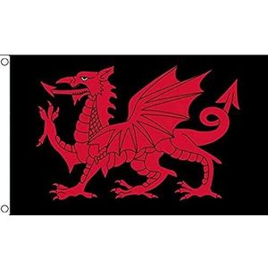 AZ FLAG Walissische vlag draak, zwart, 90 x 60 cm – vlag gallen, 60 x 90 cm – vlaggen