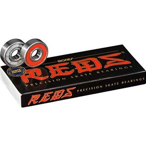 Bones Bearings Reds Precisie Skate Kogellager, Zilver/Rood, 8 Stuks
