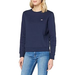 Tommy Jeans Tjw Regular fleece trui met C-hals voor dames, Navy Blauw