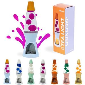 Fisura - Lavalamp met kaars, blauw en oranje, geen stroom. Milieuvriendelijke decoratie met uniek design. Origineel cadeau-idee. Afmetingen: 29 cm x 8,5 cm (kaars niet inbegrepen).