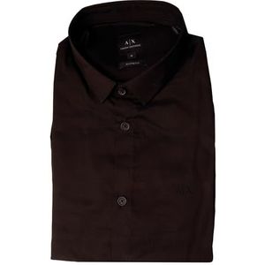 ARMANI EXCHANGE Lange mouwen Ultra Stretch Lyocell Button Down Shirt. Slim Fit Herenhemd, zwart.