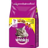 Whiskas kattenvoer droogvoer Adult 1+ met kip, 1 Beutel (1 x 3,8 kg), kip