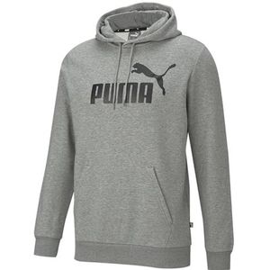 PUMA Essentials capuchontrui voor heren met groot logo, Middelgrijs gemêleerd