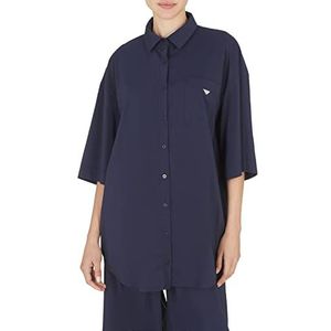 Emporio Armani Ultralicht button down overhemd voor dames, marineblauw, S, Navy Blauw