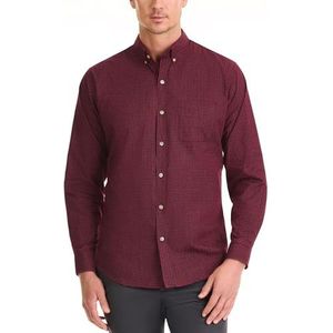 Van Heusen Wrinkle Free Long Sleeve Button Down Shirt Knop Heren, Rode poort