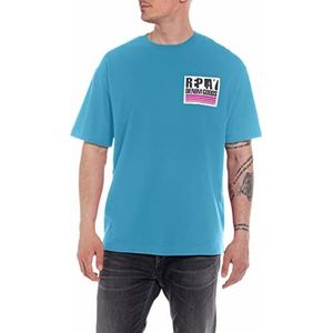 REPLAY Heren T-shirt, 180 Neon Sky, XL, 180 Neon Sky