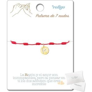 cotigo Rode armband met 7 knopen met initialen A-Z van roestvrij staal, amuletten voor geluk en bescherming, boze oogarmband voor koppels en vriendschap, verstelbaar rood koord