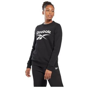 Reebok Dames fleece ronde hals sweatshirt met groot logo, zwart.