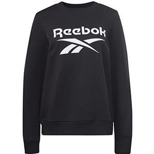 Reebok Dames fleece ronde hals sweatshirt met groot logo, zwart.