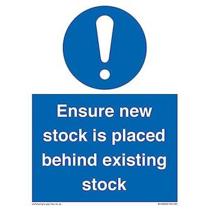 Panneau « ensure new stock is placed behind existing stock » – 150 x 200 mm – A5P
