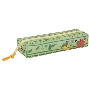 Safta MUFASA - Trousse rectangulaire pour enfant, idéale pour les enfants d'âge scolaire, confortable et polyvalente, qualité et résistance, 22 x 7 x 40 cm, vert/beige, Vert/beige, Estándar,