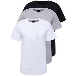ONLY & SONS Onsmatt Longy SS T-shirt Noos Professioneel Utility T-shirt voor heren, verpakking van 3 stuks, Wit/detail: wit grijs zwart 3 stuks