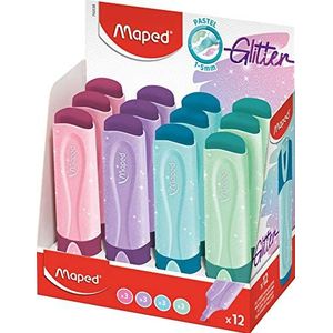 Maped - Set van 12 fluorescerende markers Fluo Peps Pastel Glitter