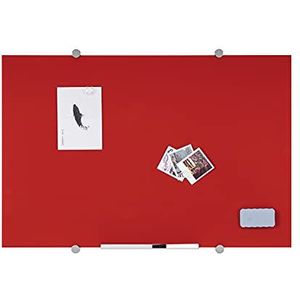 Bi-Office Flow Glazen magneetbord, droog afwisbaar, kleur rood, 60 x 45 cm