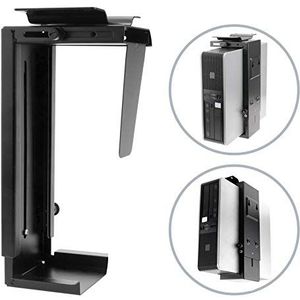 PRIMEMATIK AC65-0002-VCES computerhouder onder tafel of wandbevestiging, verstelbaar, zwart, 88-203 mm