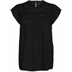 VERO MODA CURVE Vmdebbie Pleat S/L Top WVN GA Curve Noos blouse, zwart, 52 dames, zwart.