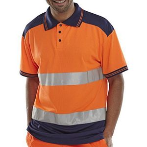 B Seen poloshirt voor heren, meerkleurig, oranje/navy, maat L