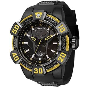 Invicta Herenhorloge analoog kwarts met siliconen armband 41072 zwart, zwart.