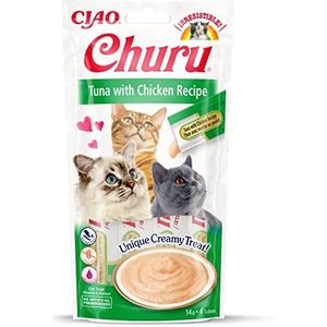 INABA Churu Sticks - Handvoerende kattentraktaties - Heerlijke, lekkere snacks voor katten - tonijn en kip