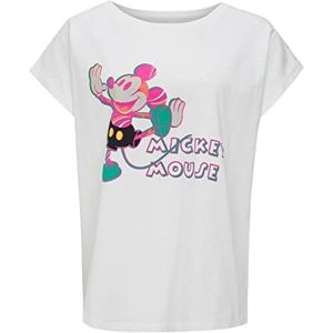 Recovered Disney Mickey Mouse T-shirt voor dames, kleurrijk design, ecru, Meerkleurig