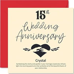 15e verjaardagskaart voor echtgenoot vrouw vriend vriendin 15e trouwdag - kristallen trouwdagkaart voor vrouwen mannen vrouwen 145mm x 145mm