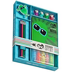Tinc Set schrijfwaren, cadeauset voor school of thuis, bevat notitieboek, markeerstiften, gummetjes, puntenslijper, schrijfwaren-starterset, groen