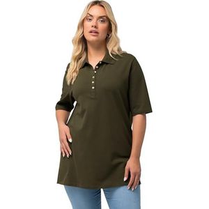 Ulla Popken Basic poloshirt voor dames, Bos Groen