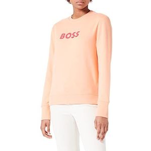 BOSS C Elaboss sweatshirt voor dames, katoen, logo-print, Licht/pasteloranje 833