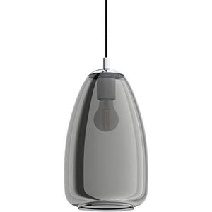 EGLO Hanglamp Alobrase, hanglamp, kroonluchter woonkamer of eetkamer van metaal in chroomlook en transparant zwart rookglas, fitting E27, Ø 20 cm